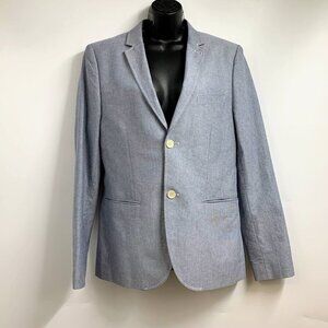Topman Men's Lt Blue Cotton Skinny Birdseye Lightweight Sport Coat Blazer SZ‎ 38